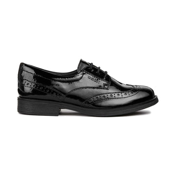 Junior Girls Geox Agata Black Patent School Shoes - Black Patent