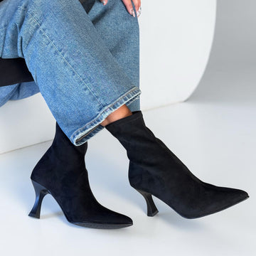 Womens Miss Elastic 78042 Faux Stretch Ankle Boot - Negro