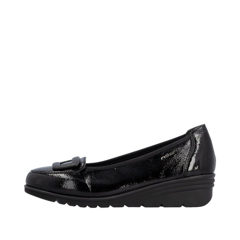 Womens Rieker L5362 Black Wedged Loafers - Black