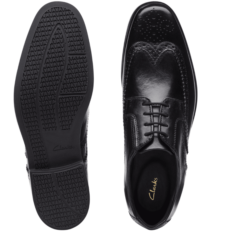 Clarks Men's Howard Wing Black Leather Smart Shoe - Black