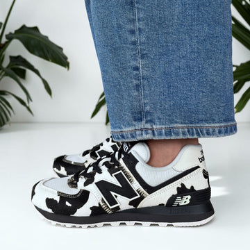 Womens New Balance W574 Black with Linen Trainers - Black with Linen