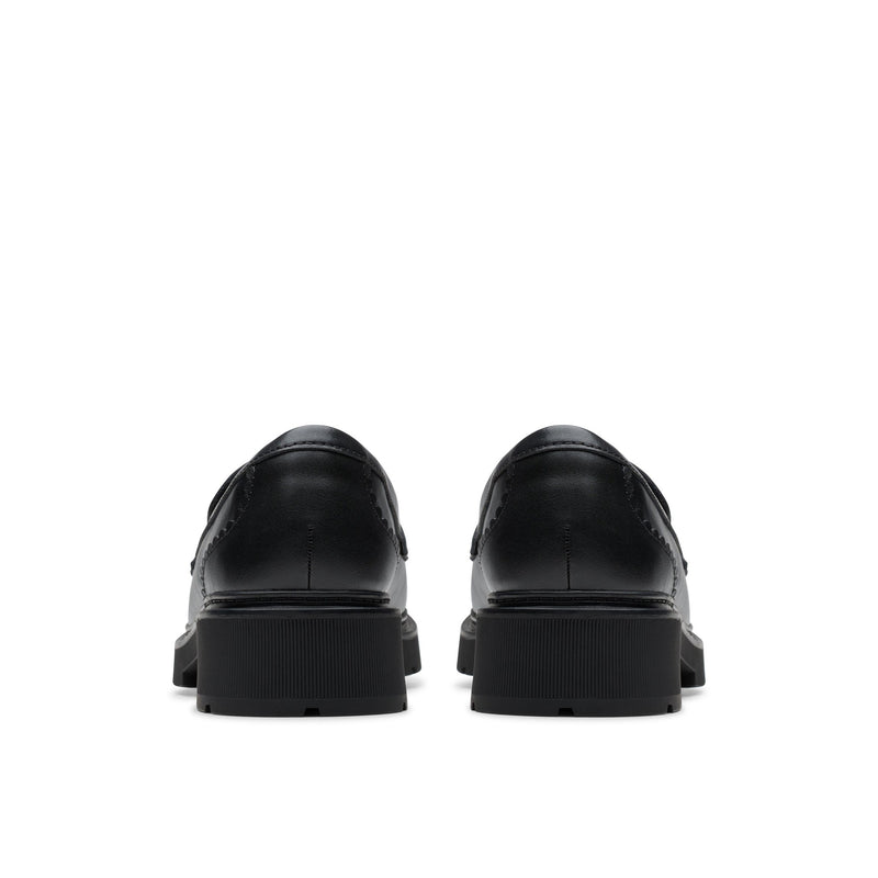 Girls Clarks Lauryl Tassel School Shoes - Black