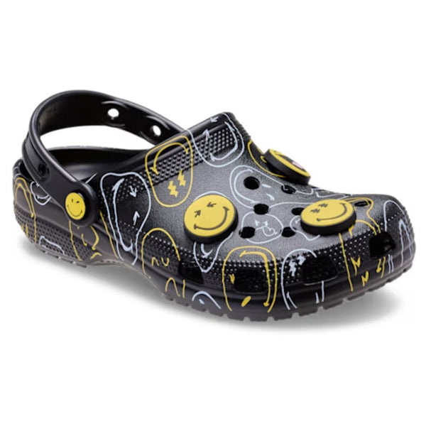 Womens Crocs SmileyWorld Classic Clog - Black