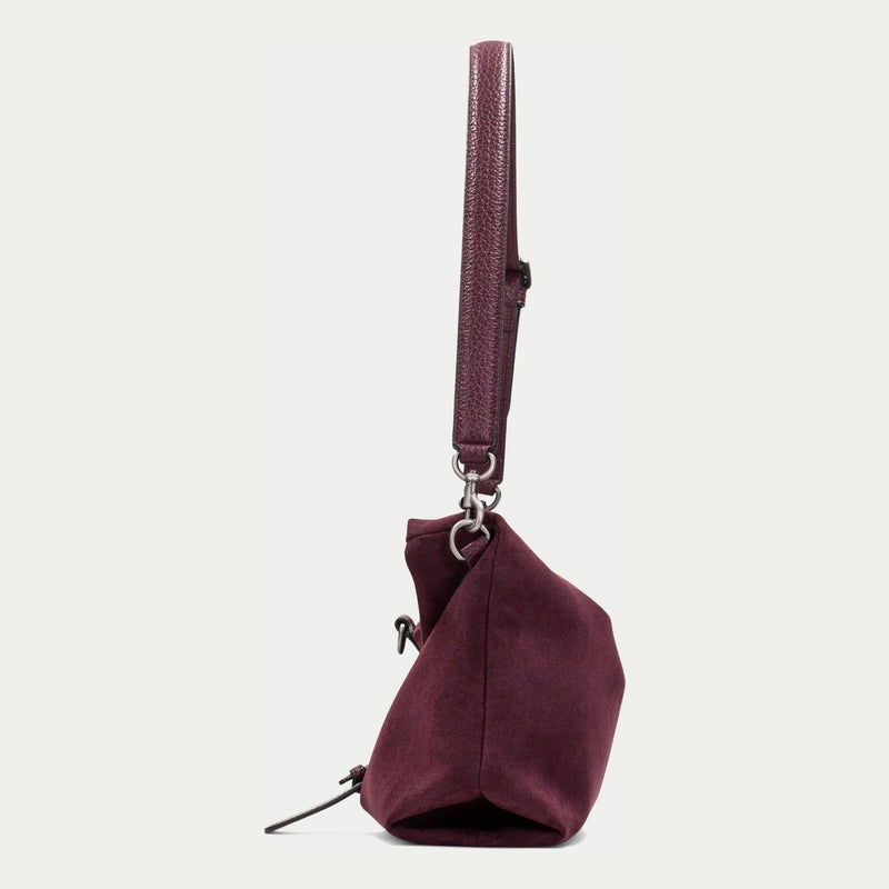 Womens Hispanitas 264948 Suede Shoulder Bag - Burgundy