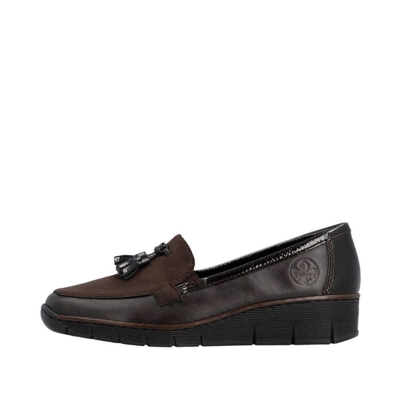 Womens Rieker 53771 Wedged Loafers - Mocha