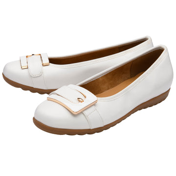 Womens Lotus ULS649 White Tandy Flat Pump - White