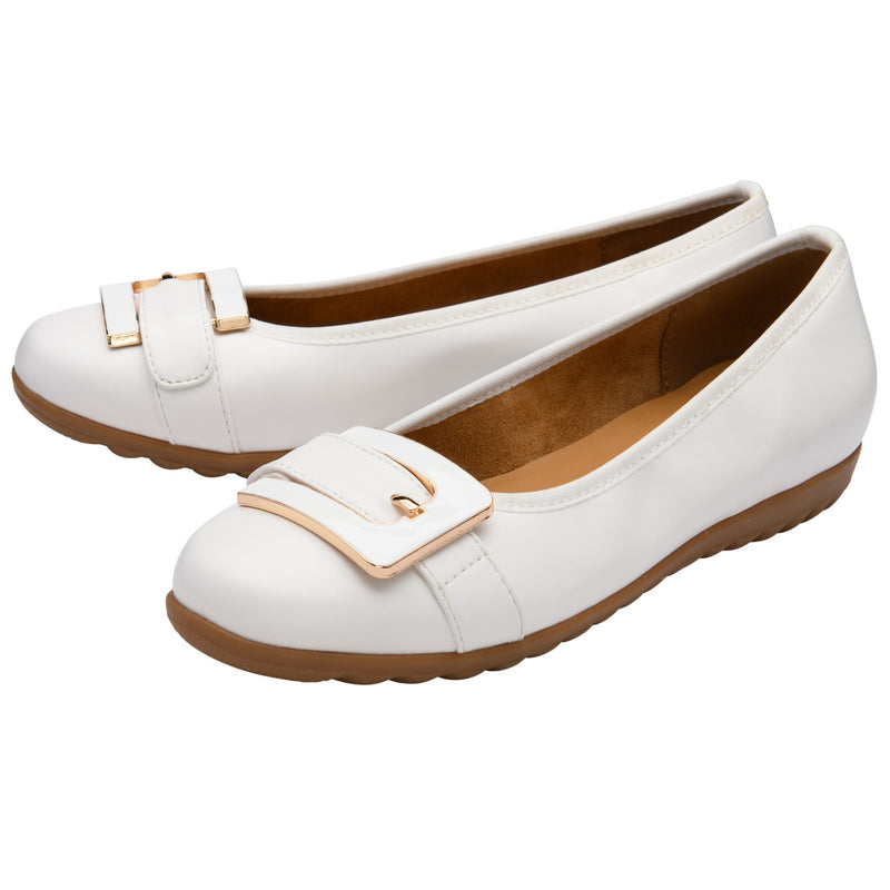 Womens Lotus ULS649 White Tandy Flat Pump - White