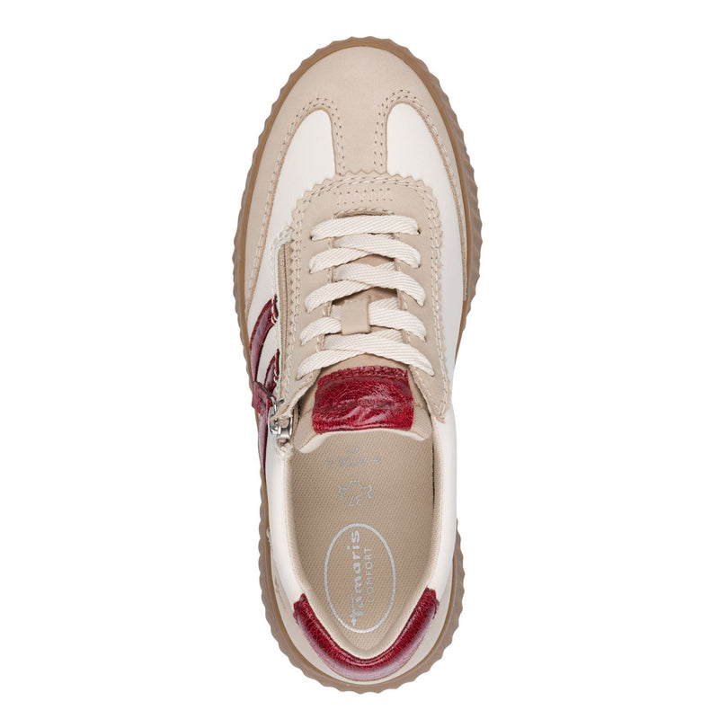 Womens Tamaris 83729 Side Zip Trainers - Beige