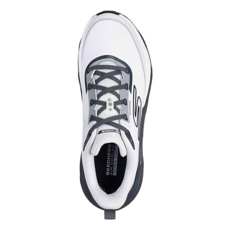 Mens Skechers Max Run - Vorteza Waterproof Trainers - White / Charcoal
