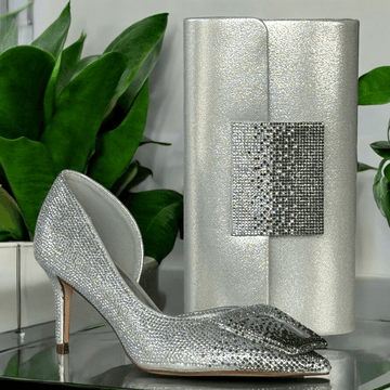 Womens Menbur 25902 Silver Two-Tone Diamante Encrusted Heels - Silver