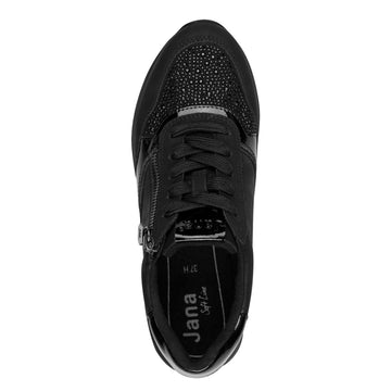 Womens Jana 23774 Side Zip Trainers - Black Glitter