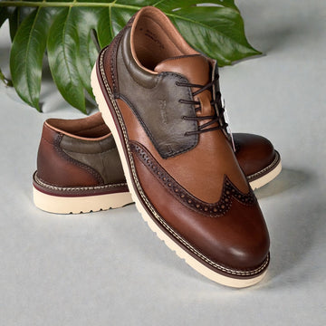 Mens Rieker 04504 Brown Combi Formal Lace-up Shoe - Brown Combi