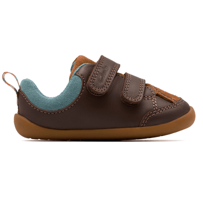 Infant Boys Clarks Roamer Eden Chestnut Brown Bear 2 Strap Pre Walker Shoes - Chestnut