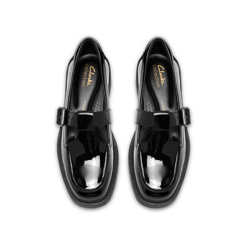 Girls Clarks Lauryl Bar School Shoes - Black Patent