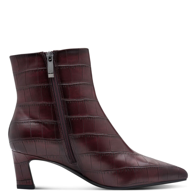 Womens Tamaris 25384 Ankle Boots - Merlot Croco
