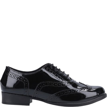 Girls Hush Puppies Kada Senior School Shoes - Black Patent