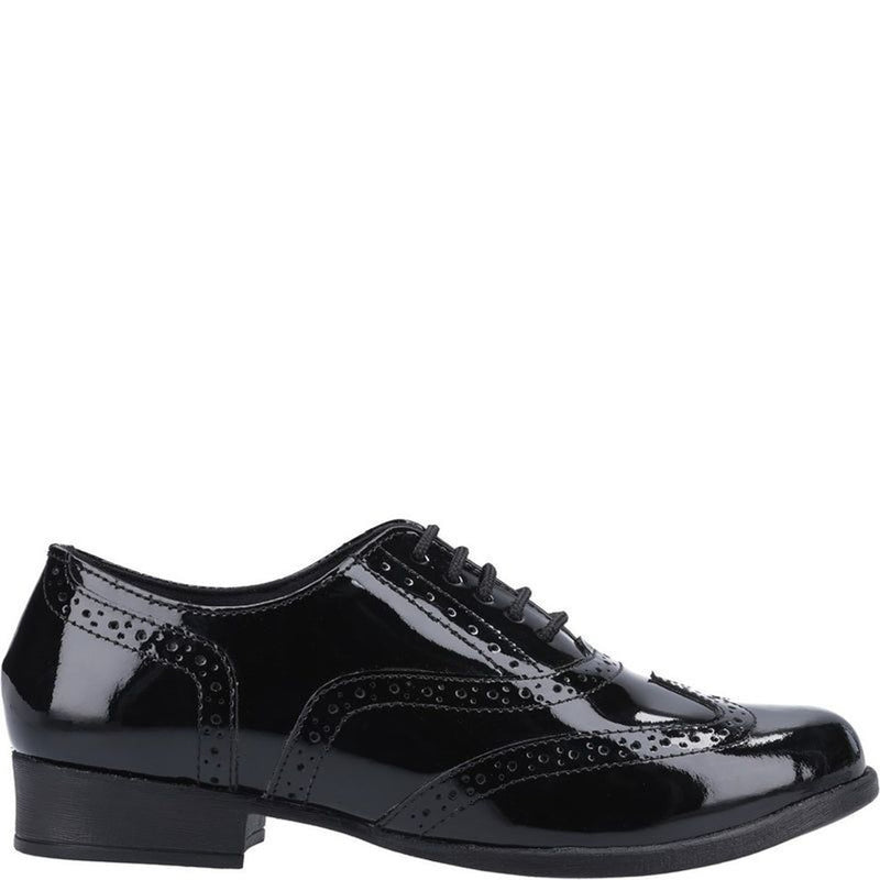 Girls Hush Puppies Kada Senior School Shoes - Black Patent