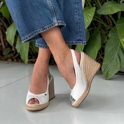 Womens Tommy Hilfiger Ecru Hemp Slingback Wedge Espadrilles - Ecru