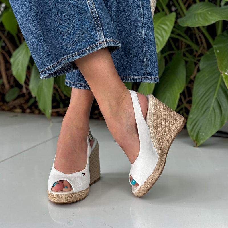 Womens Tommy Hilfiger Ecru Hemp Slingback Wedge Espadrilles - Ecru