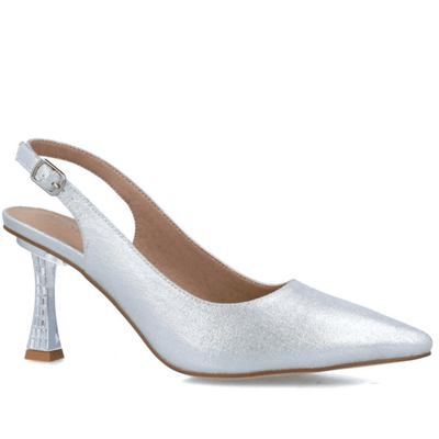 Womens Menbur 23350 White Silver Slingback - Silver