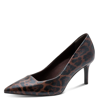 Womens Tamaris 22474 Court Shoes - Mocha Leopard