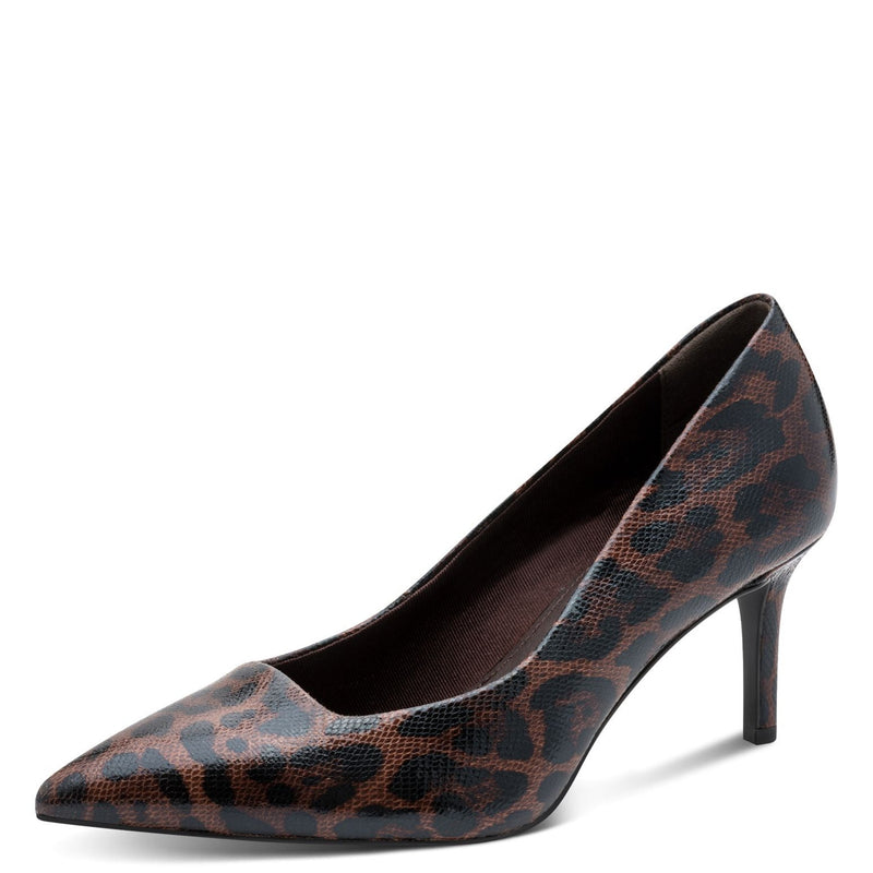 Womens Tamaris 22474 Court Shoes - Mocha Leopard