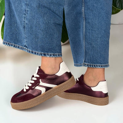 Womens Tamaris 23723 Laced Trainers - Bordeaux Metallic