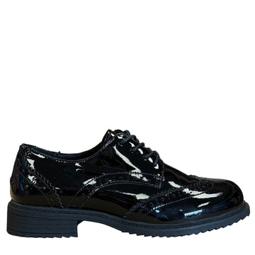 Girls Teds Pomona Brogue School Shoes - Black Patent