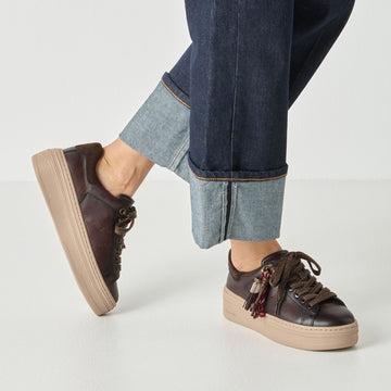 Womens Tamaris 23775 Mocca Laced Trainers - Mocca