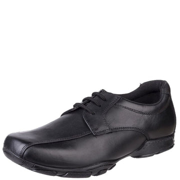 Boys Hush Puppies Vincente Black Senior School Shoes - Black