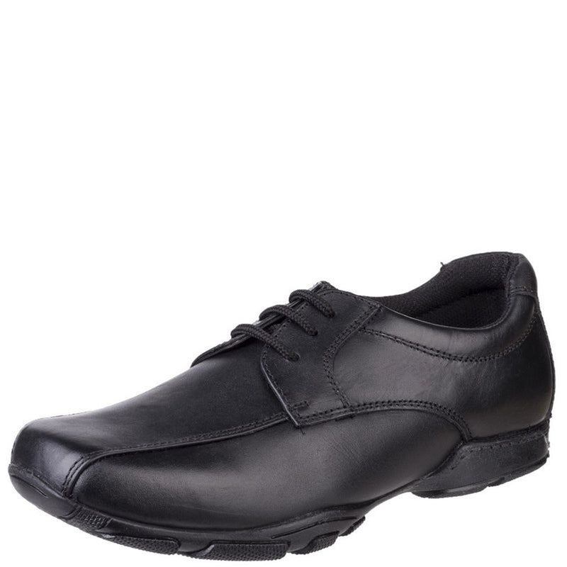 Boys Hush Puppies Vincente Black Senior School Shoes - Black