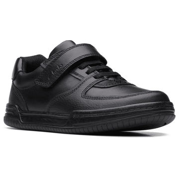 Infant Clarks Fawn Lay Kids Velcro School Shoes-Black Leather - Black