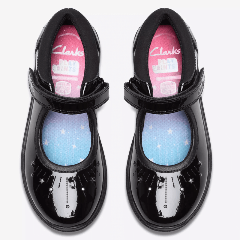 Infant Girls Clarks Relda Wish Black Patent School Shoes - Black Patent