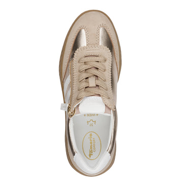 Womens Tamaris Comfort 83729 Light Gold Combination Side Zip Trainers - Light Gold Combination