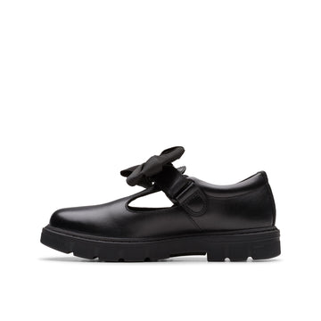 Girls Clarks Lorcam Hope Kid Black School Shoes - Black