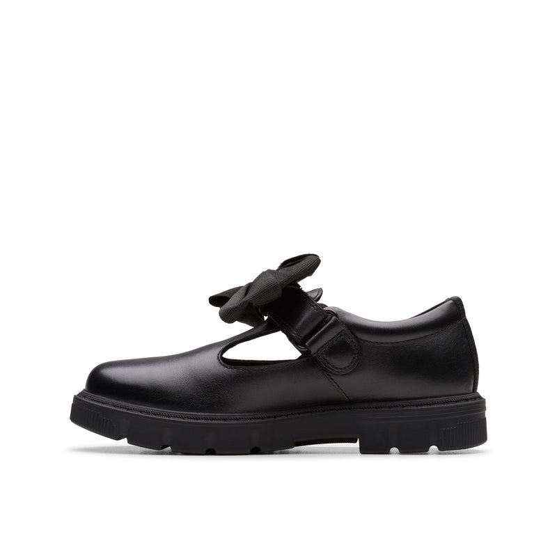 Girls Clarks Lorcam Hope Kid Black School Shoes - Black
