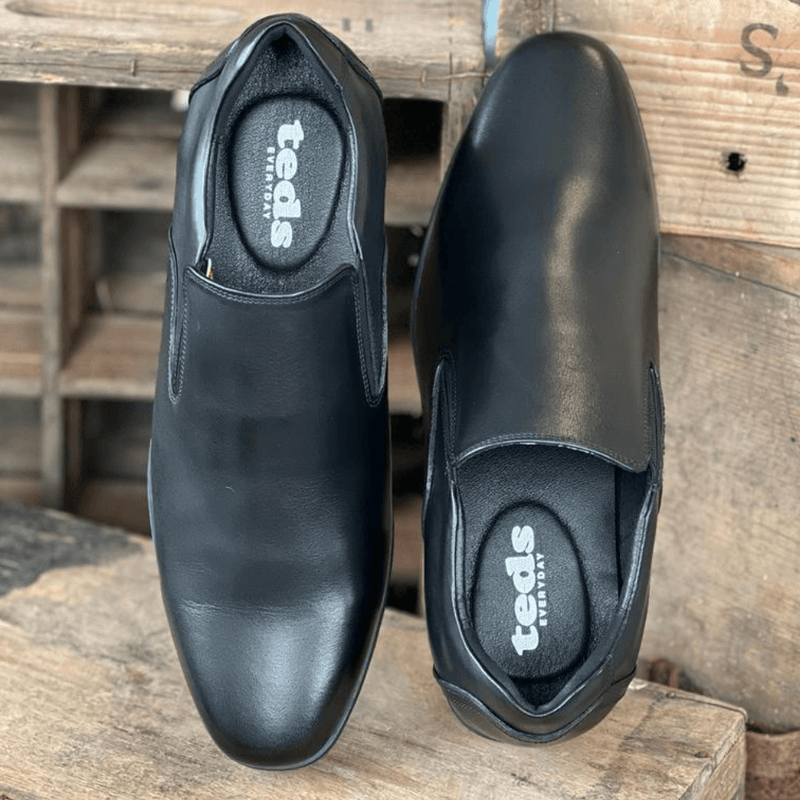 Boys Teds Cardiff Bay Black Slip On Shoes - Black