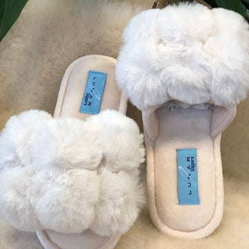 Womens Lunar Octavia Pom Pom Slipper - White
