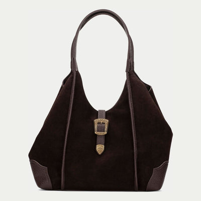 Womens Hispanitas 264939 Suede Shoulder Bag - Espresso