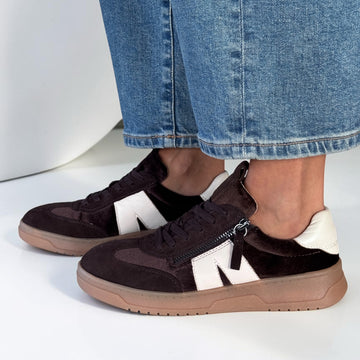 Womens Caprice 23608 Dark Brown Combi Trainers - Dark Brown Combi