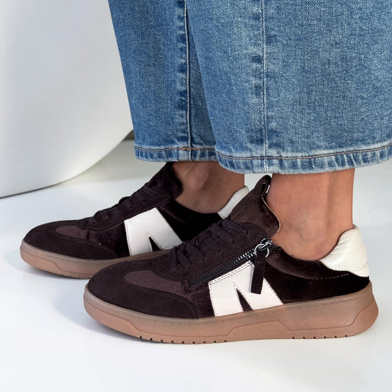 Womens Caprice 23608 Dark Brown Combi Trainers - Dark Brown Combi