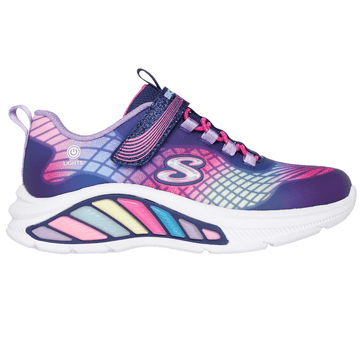 Girls Skechers Rainbow Cruisers Light Up Trainers - Navy Multi