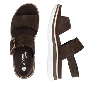 Womens Remonte D1J62 Brown Wedge Sandal - Brown