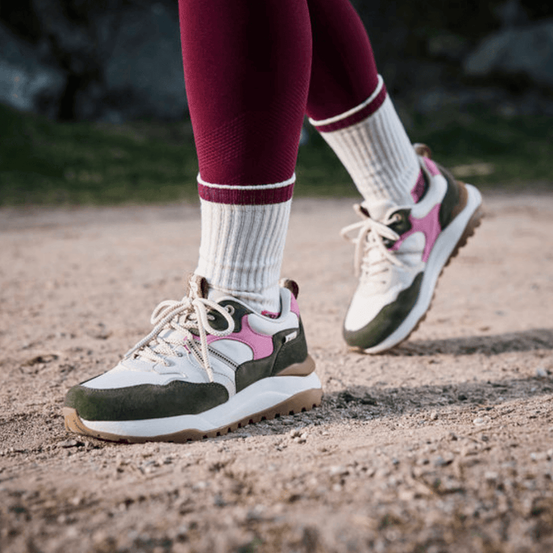 Womens Rieker W2501 Khaki and White Mix Sporty Trainers - White