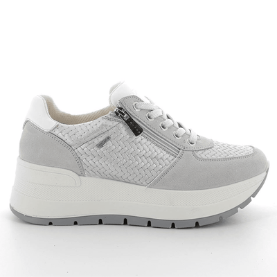 Womens Igi & Co 7661700 Woven Side Zip Wedge Trainers - Silver