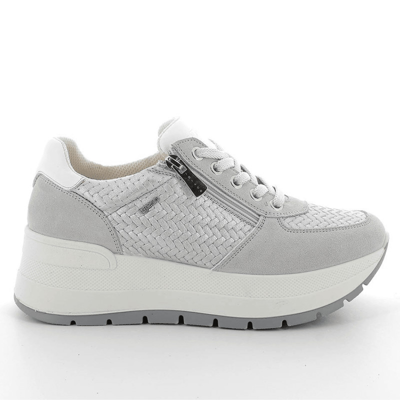 Womens Igi & Co 7661700 Woven Side Zip Wedge Trainers - Silver