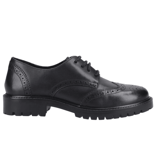 Hush Puppies Athena Junior Girls Brogue School Shoe - Black Leather