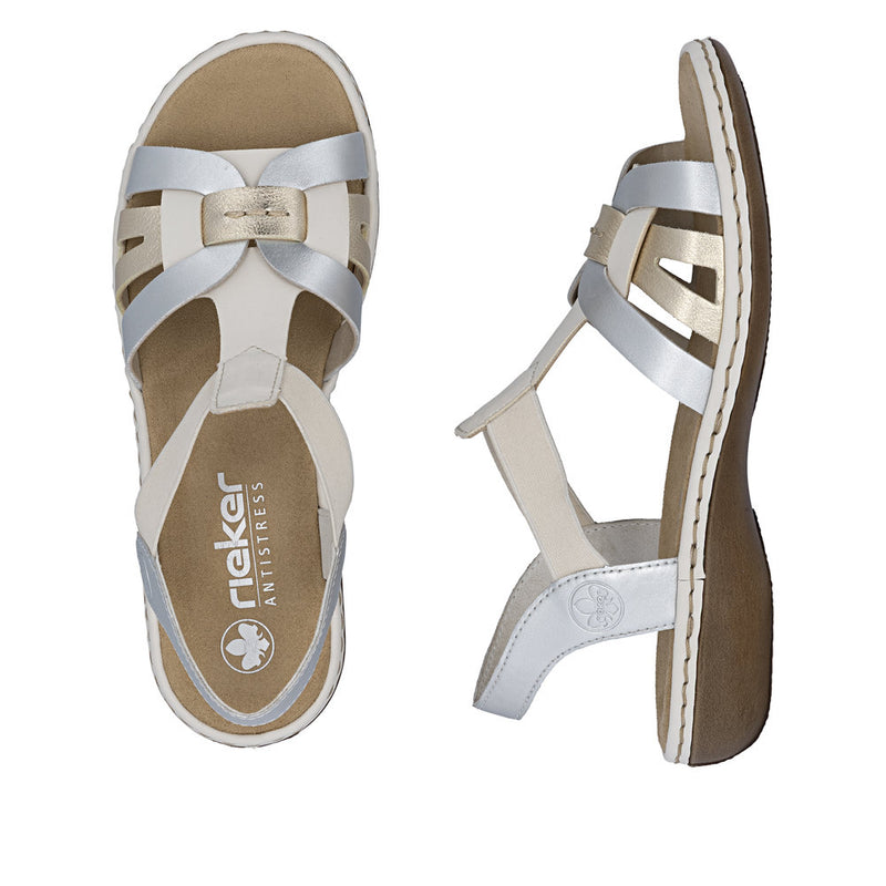 Womens Rieker 65918 Metallic Heeled Sandal - Metallic
