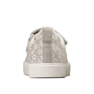 Infant Clarks Girls City Bright Silver Floral Glitter Canvas Shoe - Silver
