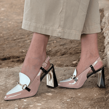 Womens Kate Appleby Askern Patent Slingback Block Heels - Baileys Trim - Baileys Trim